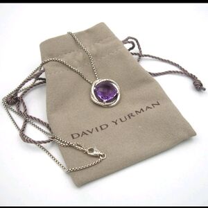 David Yurman Silver Necklace with Amethyst Accent